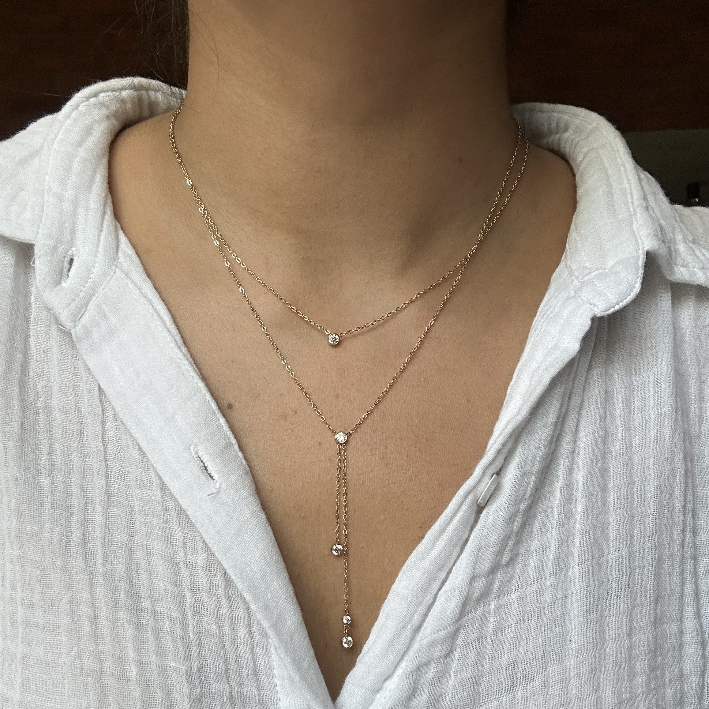 Luna Solitaire Lariat Necklace