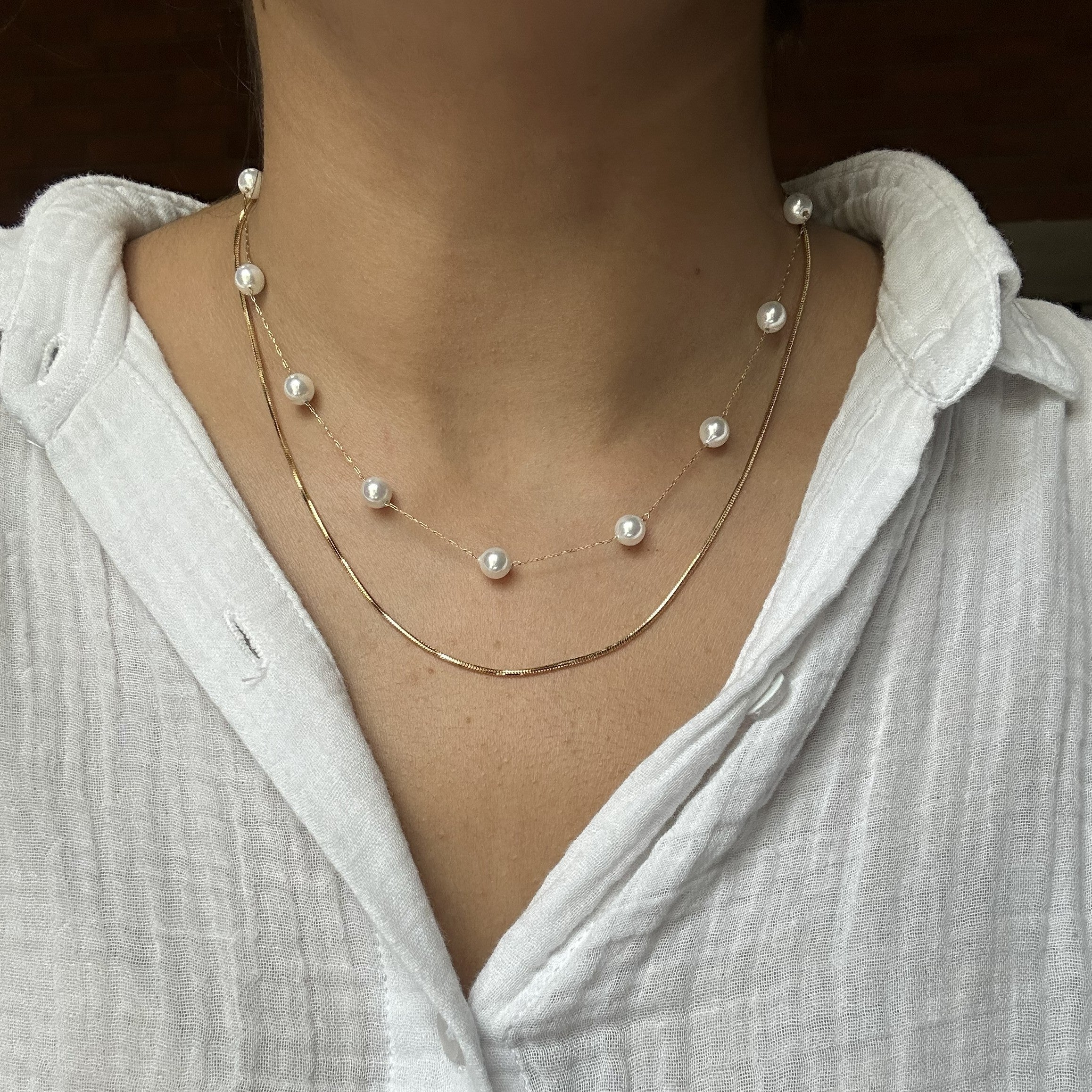 Dewdrop Double Strand Necklace