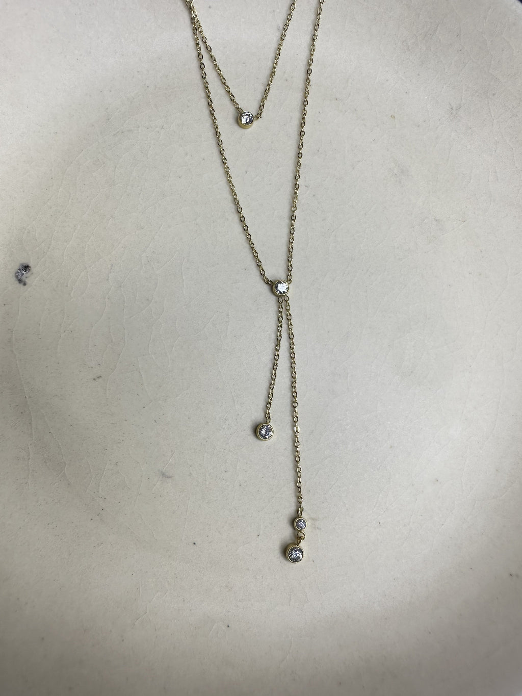 Luna Solitaire Lariat Necklace
